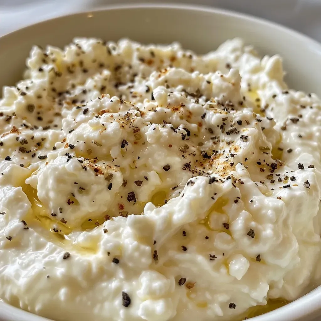 ['Close-up side view of a creamy protein-packed dip in a bowl, showcasing its texture.', 'Side view of a cottage cheese and yogurt dip topped with Everything but the Bagel seasoning, served in a white bowl.', 'Textured dip made from cottage cheese and Greek yogurt, garnished with seasoning, captured in a close-up shot.', 'Creamy dip featuring a blend of cottage cheese and Greek yogurt, highlighted by a sprinkle of Everything but the Bagel seasoning.']