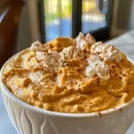 ['Close-up view of creamy Protein Pumpkin Fluff in a bowl.', 'Side view of a vibrant orange Protein Pumpkin Fluff topped with spices.', 'Thick and fluffy Protein Pumpkin Fluff served in a clear dish.', 'Delicious looking Protein Pumpkin Fluff with a smooth texture and spices visible.']