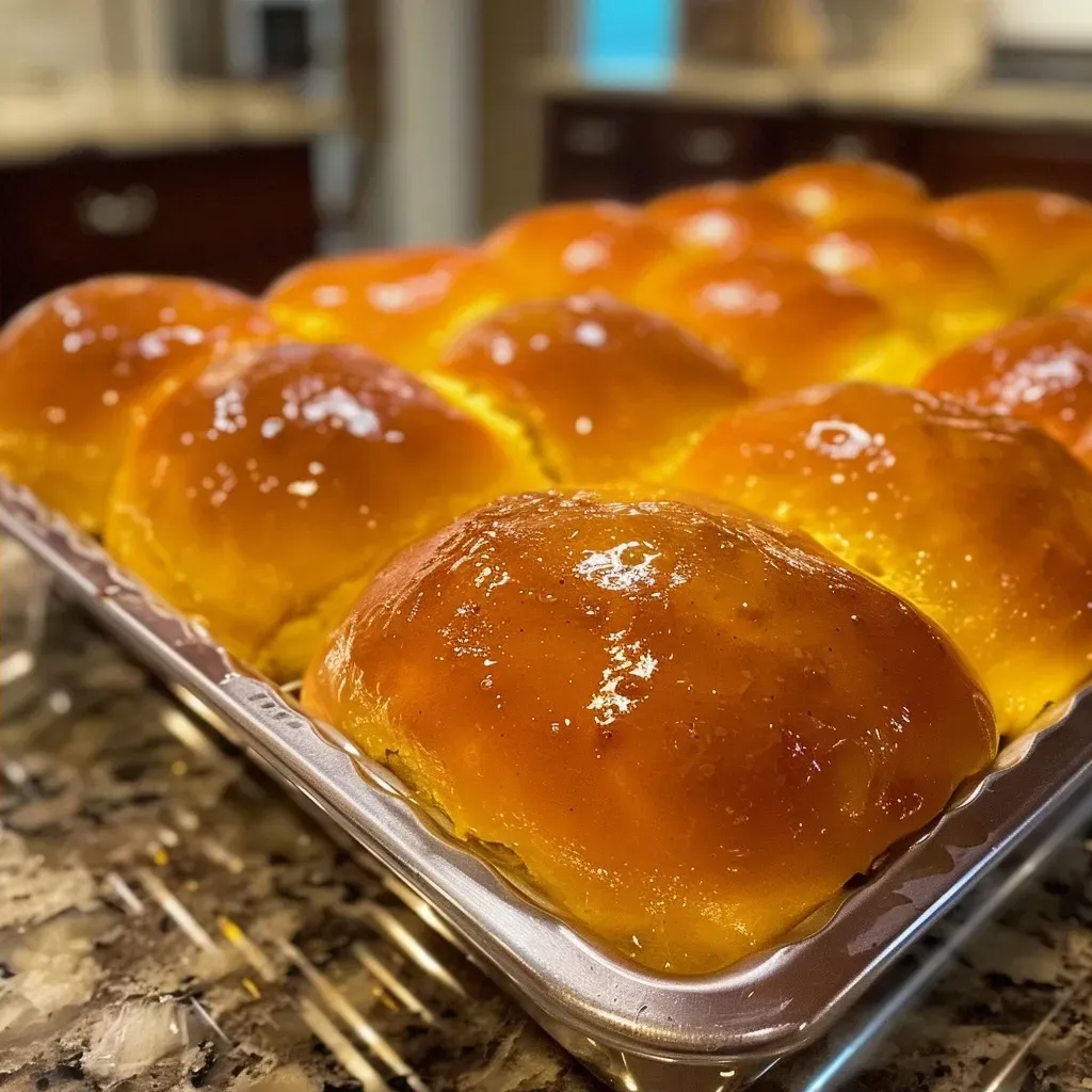 ['Close-up view of soft, golden-brown pumpkin dinner rolls on a rustic wooden surface.', 'Side view of vegan pumpkin dinner rolls showcasing their fluffy texture and warm color.', 'A cluster of freshly baked pumpkin dinner rolls with a hint of shine from melted vegan butter.', 'Warm, inviting pumpkin dinner rolls arranged aesthetically on a plate, highlighting their delectable crust.']