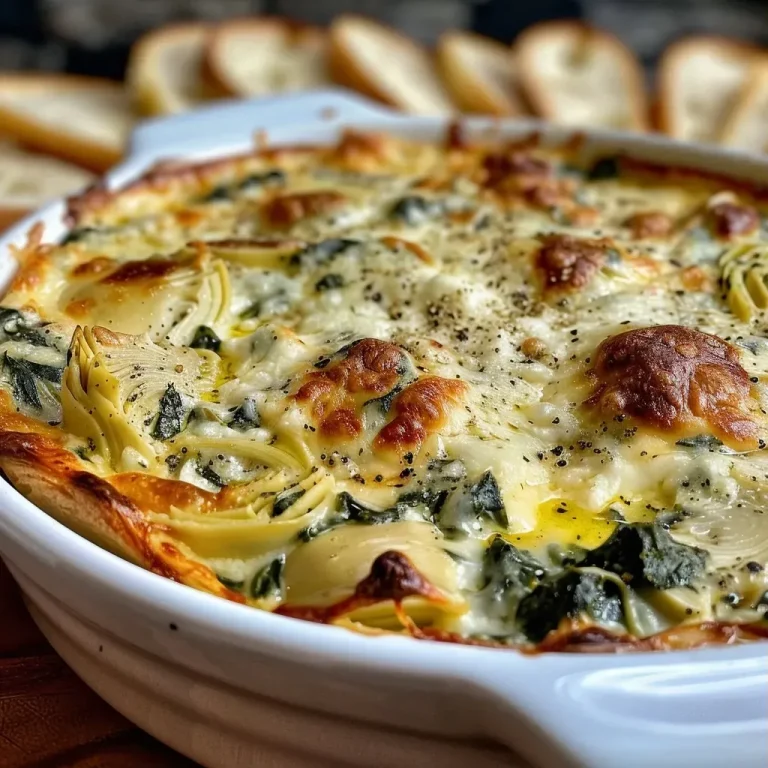 ['Close-up view of a creamy spinach and artichoke dip in a bowl, garnished with herbs.', 'Side angle of a cheesy spinach artichoke dip with a smooth texture and visible spinach pieces.', 'Appetizing spinach and artichoke dip displayed in a white serving dish with a golden crust.', 'Rich and creamy spinach artichoke dip served in a rustic bowl, with chips nearby for dipping.']