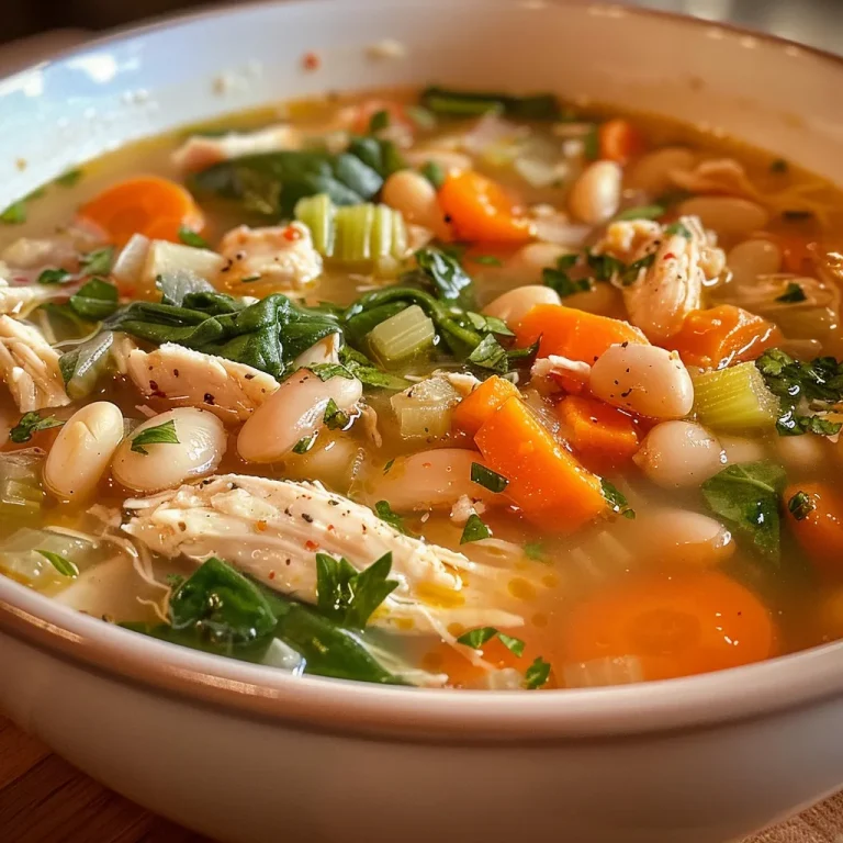 ['Close-up view of a bowl of white bean chicken soup with vegetables.', 'Side view of a steaming bowl of white bean chicken soup garnished with parsley.', 'A vibrant bowl of white bean chicken soup filled with chicken, beans, and greens.', 'Juicy white bean chicken soup served in a rustic bowl, showcasing its ingredients.']