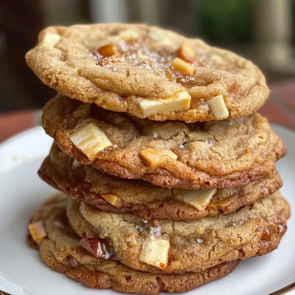 Side profile of chewy apple cider cookies, showcasing their texture and slight dusting of sugar.