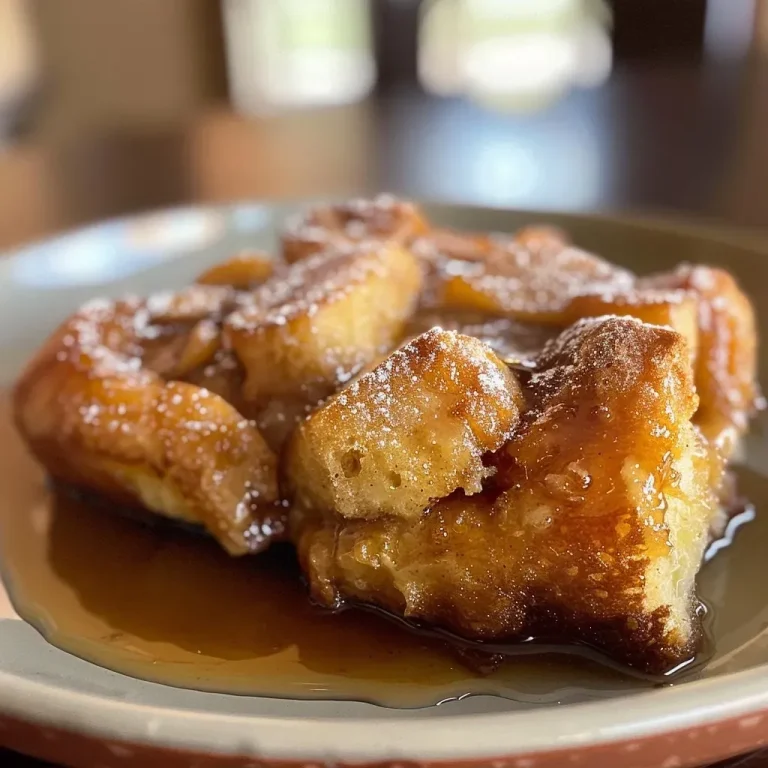 Harvesting Memories: Apple Cider Donut Bread Pudding That Warms the Heart Close-up of a slice of apple cider donut bread pudding on a plate, showcasing its texture and juicy apple pieces.