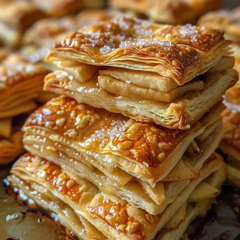 Little Moments of Joy: Apple Pie Bites That Spark Memories Close-up view of golden-brown apple pie bites with flaky puff pastry.