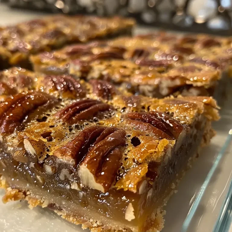 Nostalgic Bourbon Pecan Pie Bars: A Sweet Slice of Memory Close-up side view of Bourbon Pecan Pie Bars on a wooden surface.