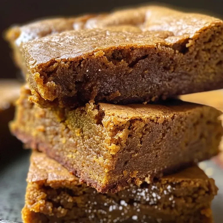 Harvesting Joy: The Brown Butter Pumpkin Blondies That Embrace Autumn Close-up view of a slice of brown butter pumpkin blondies showcasing a golden-brown texture.