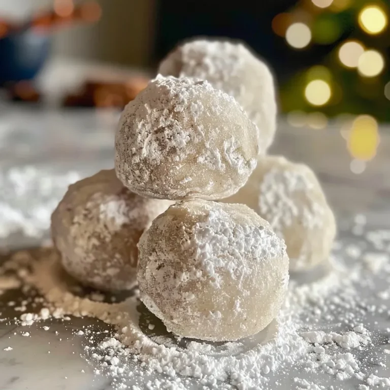 Close-up view of Chai Spiced Snowballs covered in powdered sugar.