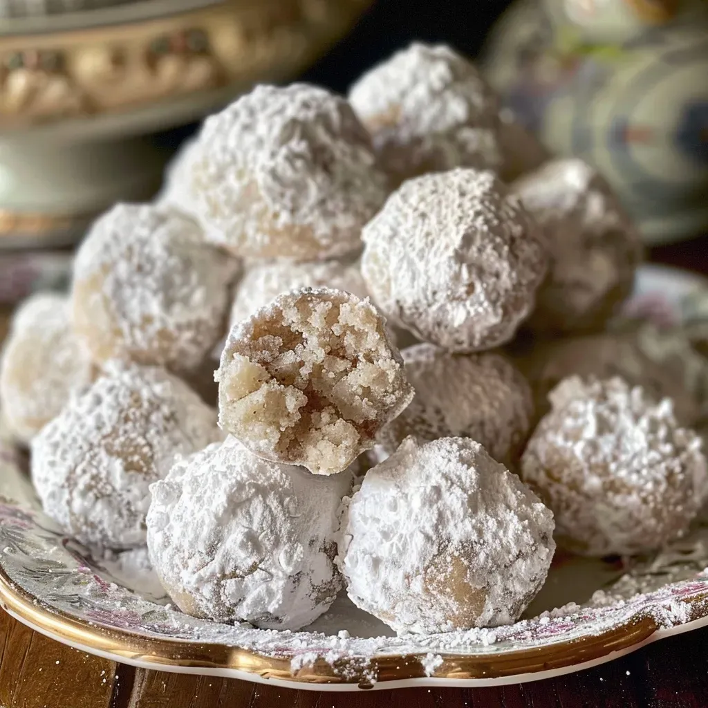 Side angle of freshly made Chai Spiced Snowballs with a dusting of sugar.
