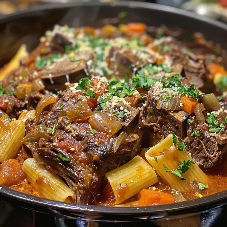A Heartwarming Ragu: Short Ribs and Pappardelle to Share with Loved Ones Close-up of a bowl of Dutch Oven Short Rib Ragu served with pappardelle pasta.