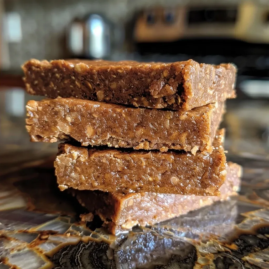 Side view of gingerbread protein bars showcasing their texture and ingredients.