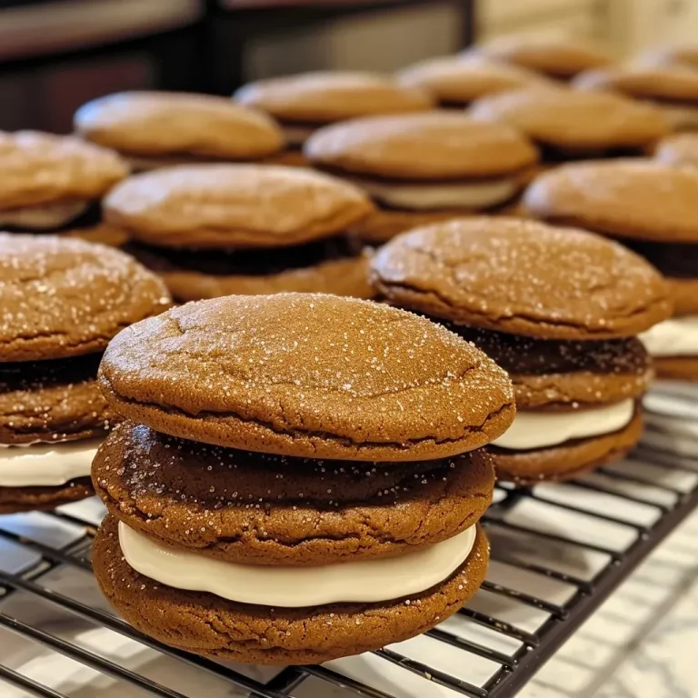 Gingerbread Whoopie Pies: A Sweet Embrace of Tradition and Love Close-up view of delicious gingerbread whoopie pies with creamy filling.