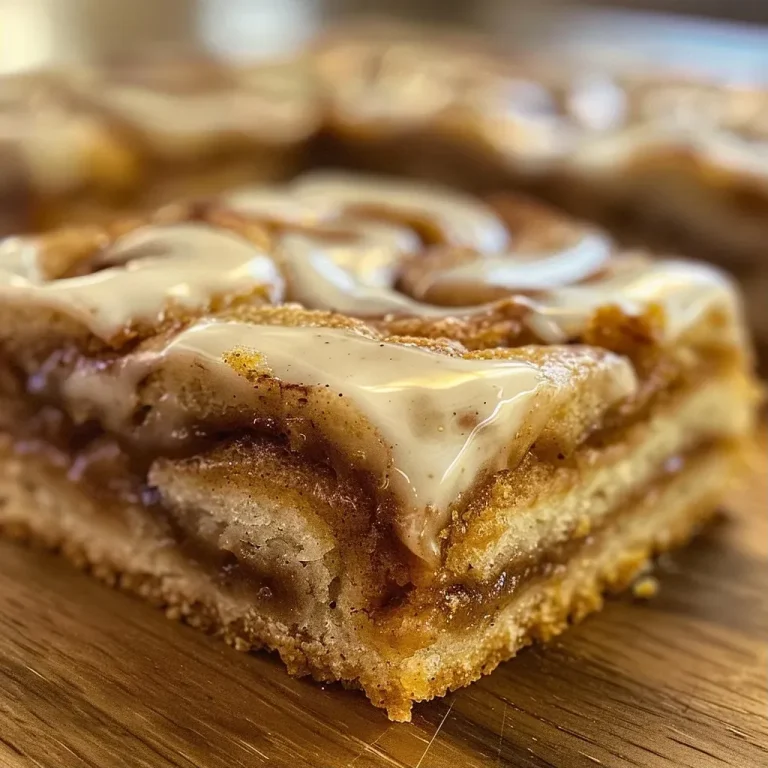 Sweet Whispers of Home: Healthy Cinnamon Roll Cookie Bars That Embrace You A side view close-up of healthy cinnamon roll cookie bars topped with a creamy layer.