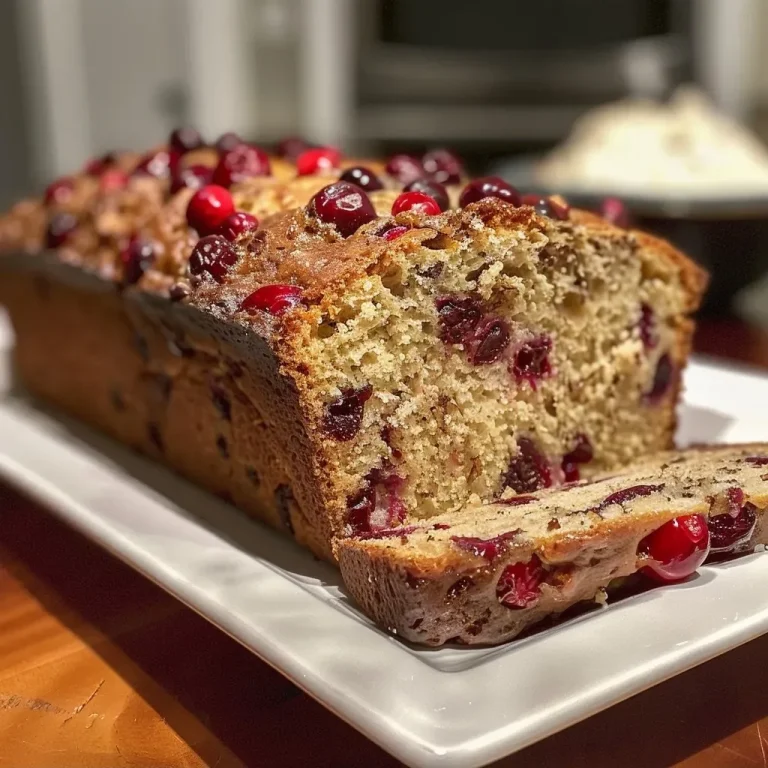 Baking Joy: A Heartfelt Healthy Cranberry Orange Bread to Share Close-up view of a slice of cranberry orange bread, showcasing its moist texture and vibrant red cranberries.