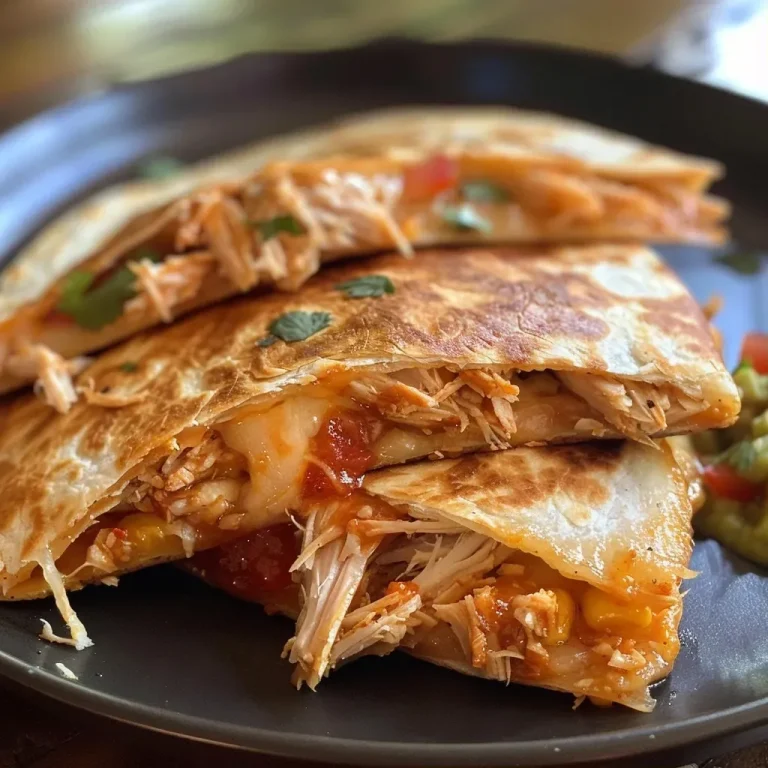 A Cozy Fiesta: Transforming Turkey Leftovers into Quesadilla Bliss Close-up view of a quesadilla filled with shredded turkey and melted cheese.