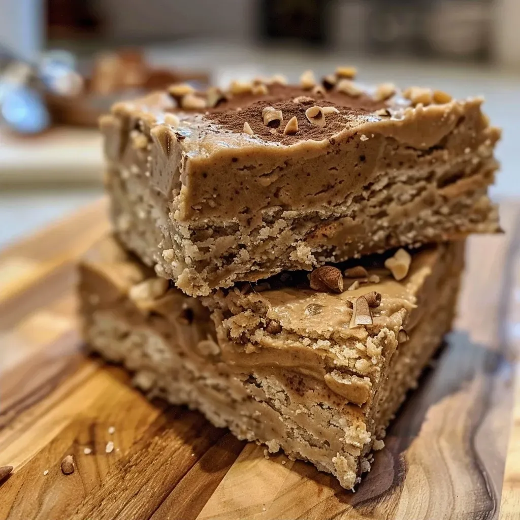 Side profile of a freshly cut Protein Eggnog Bar showcasing its moist layers.