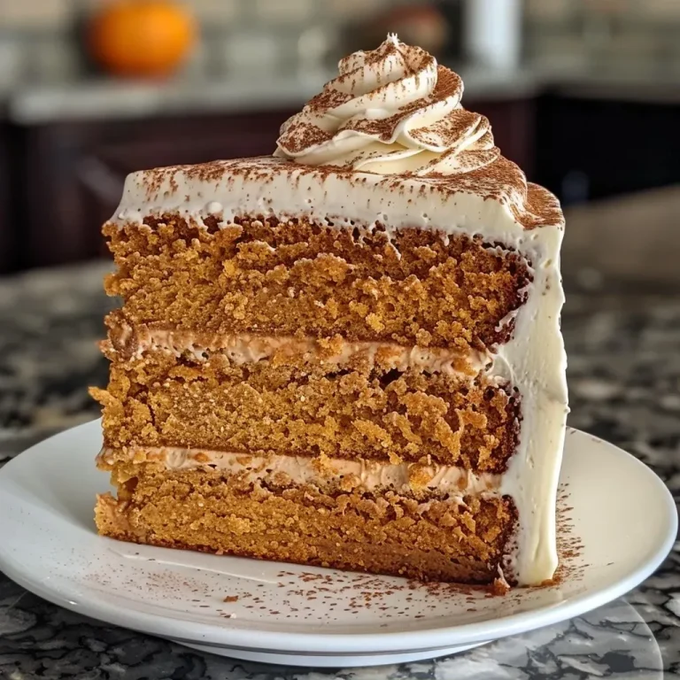 Embracing Autumn: The Pumpkin Spice Latte Cake That Wraps You in Comfort Close-up view of a slice of Pumpkin Spice Latte Cake, showing moist layers and frosting.