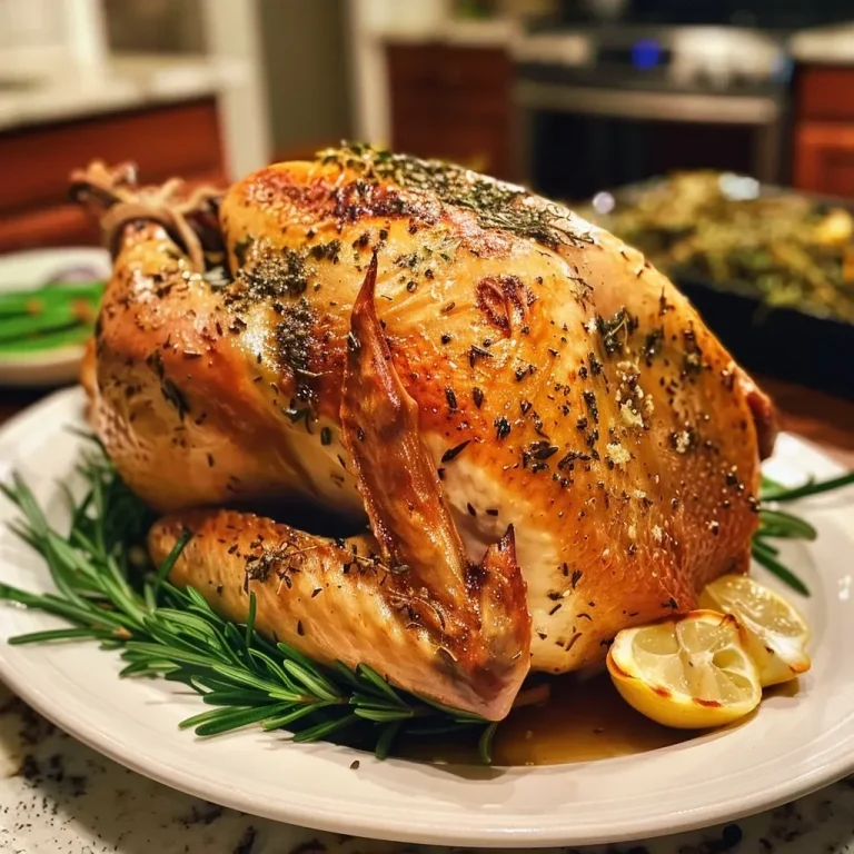 A Family Gathering Around Roasted Turkey: A Savory Slice of Togetherness Juicy roasted turkey breast covered in lemon herb butter, side view.