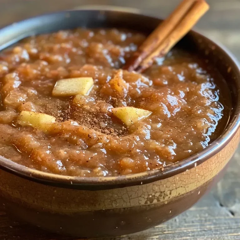 A Hug in a Jar: Slow Cooker Cinnamon Applesauce to Savor Close-up view of a bowl filled with cinnamon applesauce, showcasing its smooth texture and rich brown color.