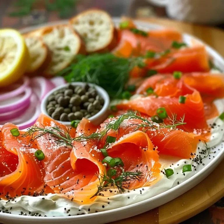 A Gathering of Flavors: The Heartfelt Smoked Salmon Platter Close-up view of a smoked salmon platter featuring various sides and garnishes.