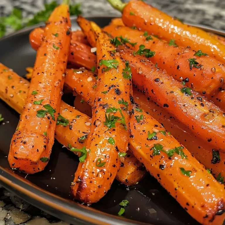 Harvesting Joy: Carrots Glazed with Sweet Apple Cider Close-up of glossy, caramelized carrots glistening with apple cider glaze.