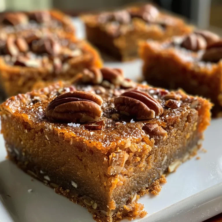 Nostalgic Sweet Potato Pie Bars: A Slice of Comfort Close-up view of golden Sweet Potato Pie Bars on a plate.