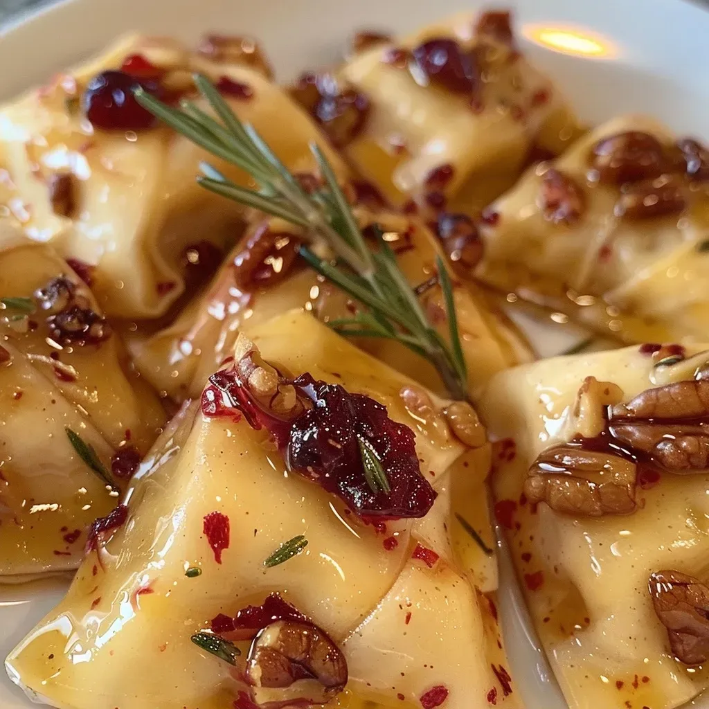 Close-up view of crispy wonton wrappers filled with white cheddar and cranberry, topped with dried cranberries.